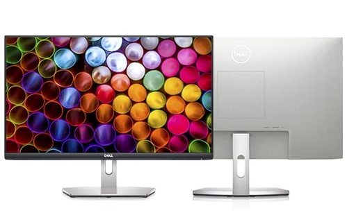 27-inch Dell S2721h Monitor turned on with colorful display.