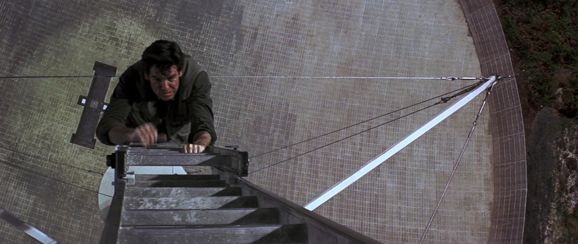 James Bond dangles over the Arecibo Observatory's 1,000-foot dish