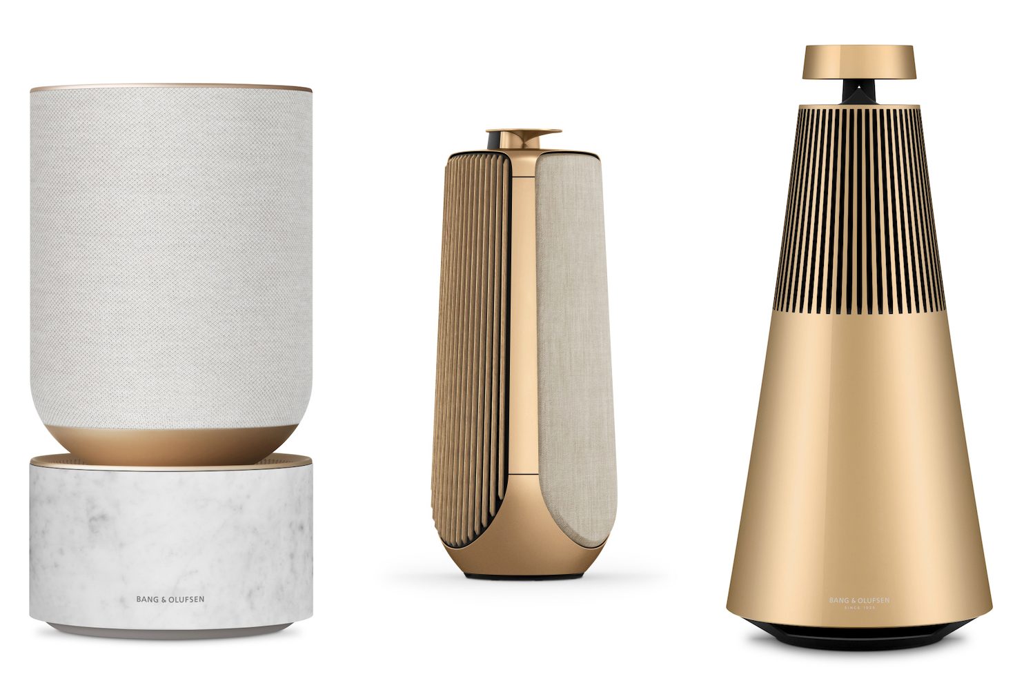 bang and olufsen 95 anniversary golden collection interview gold speakers