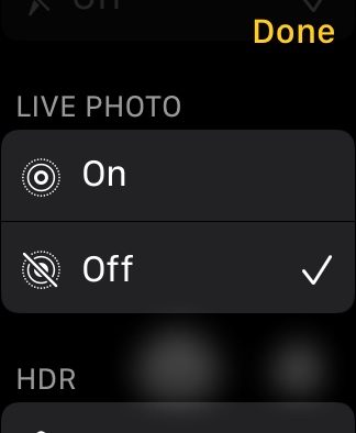 Apple Watch Camera Remote Live Photo.