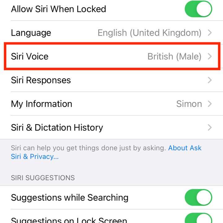 Changing Siri's voice