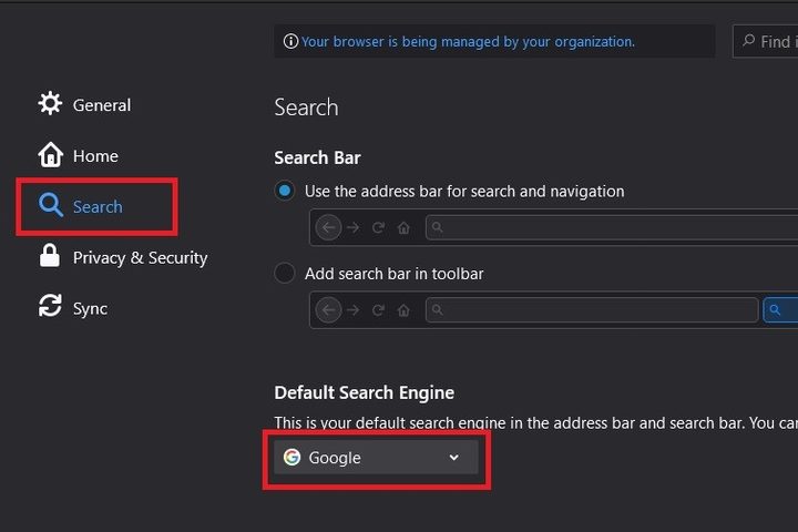 Firefox search engine settings screenshot