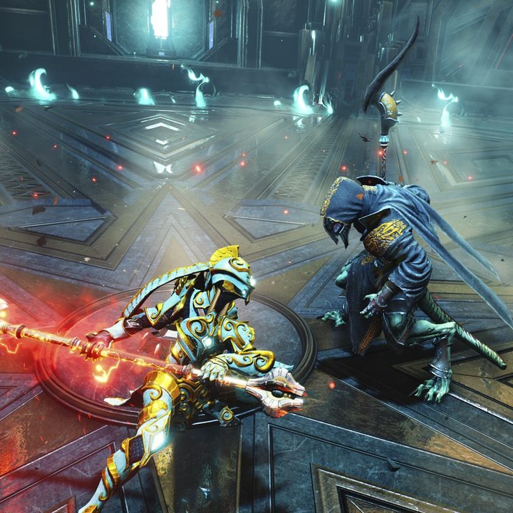 Godfall player in combat.