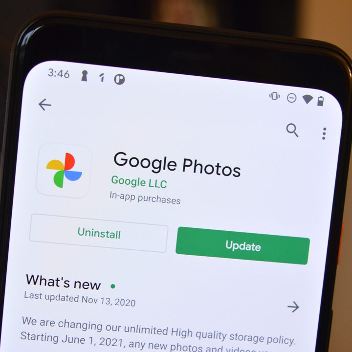 The Google Photos app shown on a smartphone.