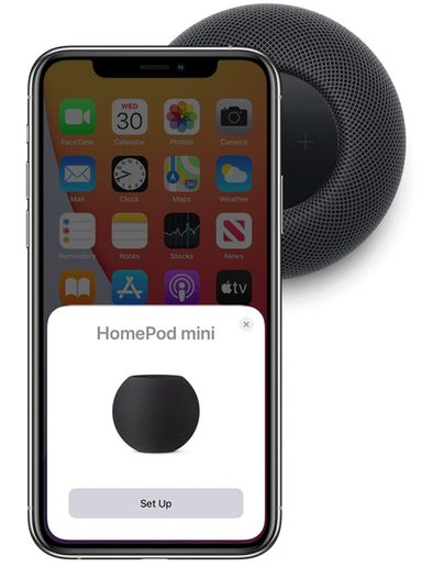 Setting up the Apple HomePod Mini on an iPhone.
