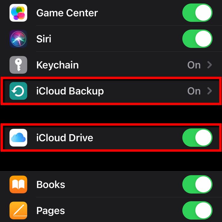 iPhone Enable iCloud Drive.
