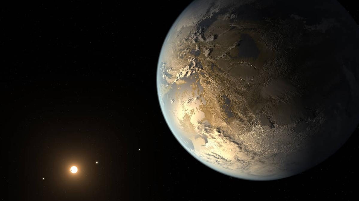 This illustration depicts Kepler-186f, the first validated Earth-size planet to orbit a distant star in the habitable zone.