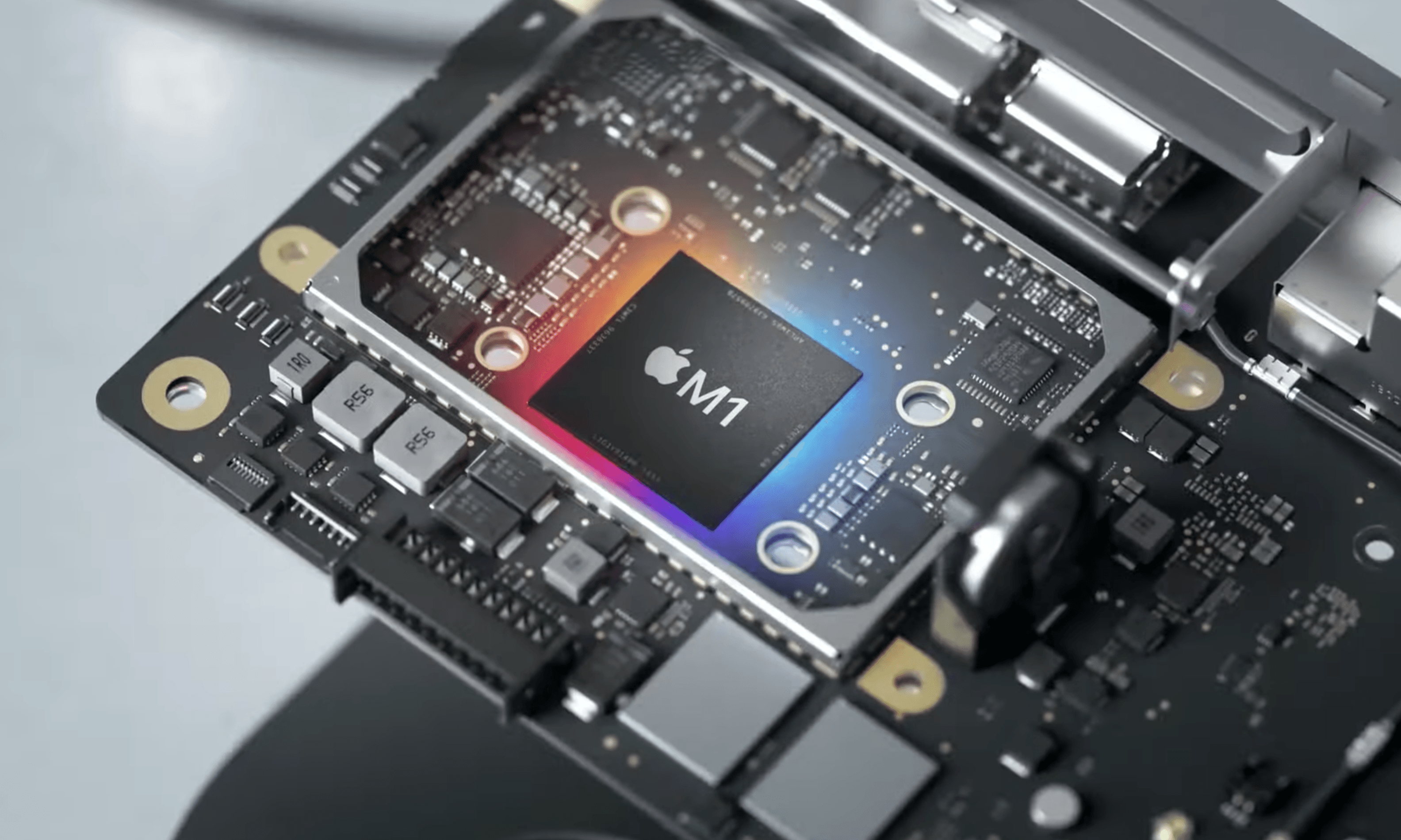 Apple M1 processor on a mainboard.