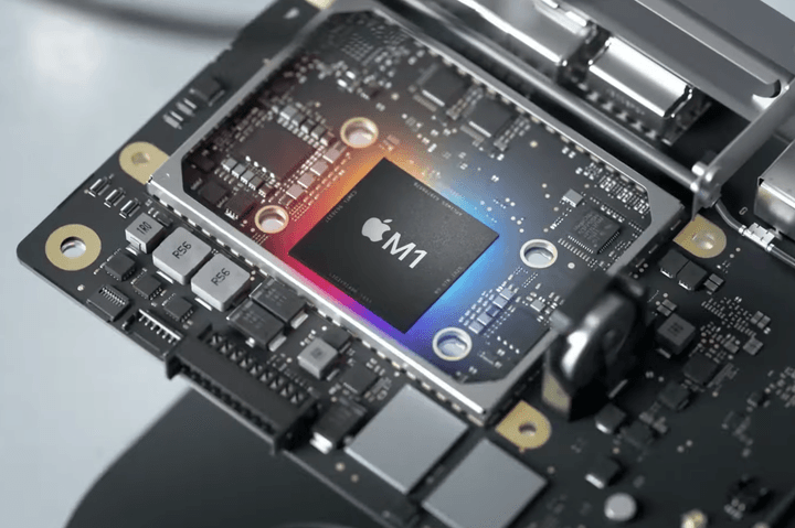 Apple M1 processor on a mainboard.