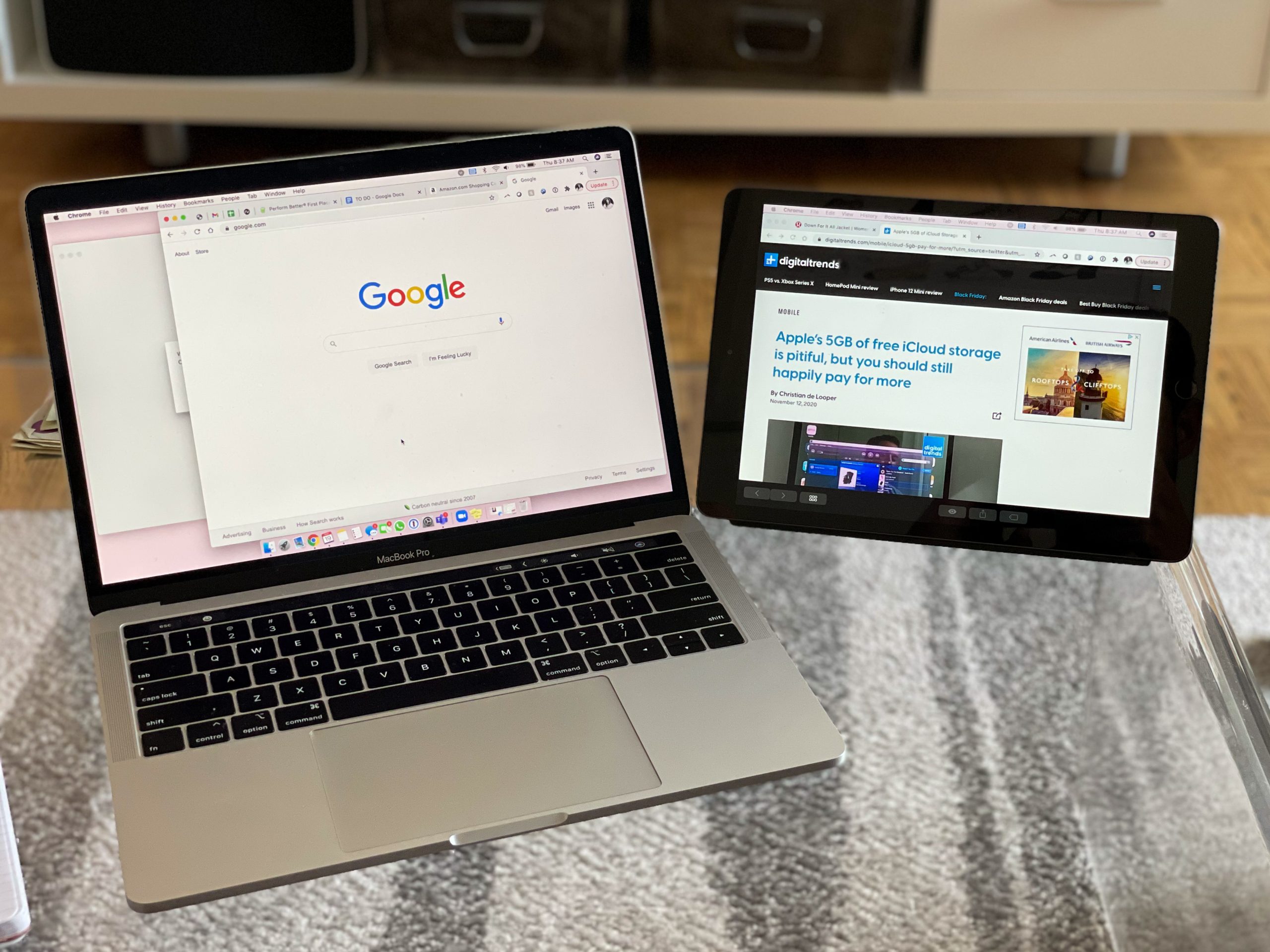 MacBook and iPad in Sidecar mode