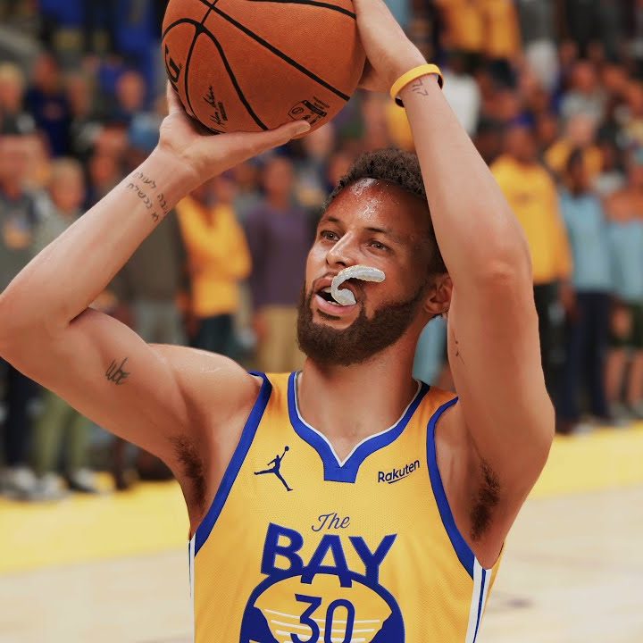 A basketball man about to shoot the ball.
