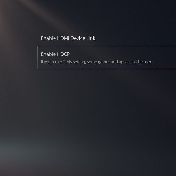 The HDMI HDCP setting on PS5.