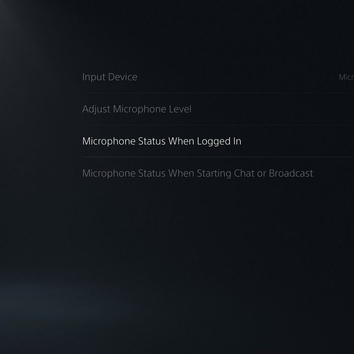 The sound menu on the PS5.