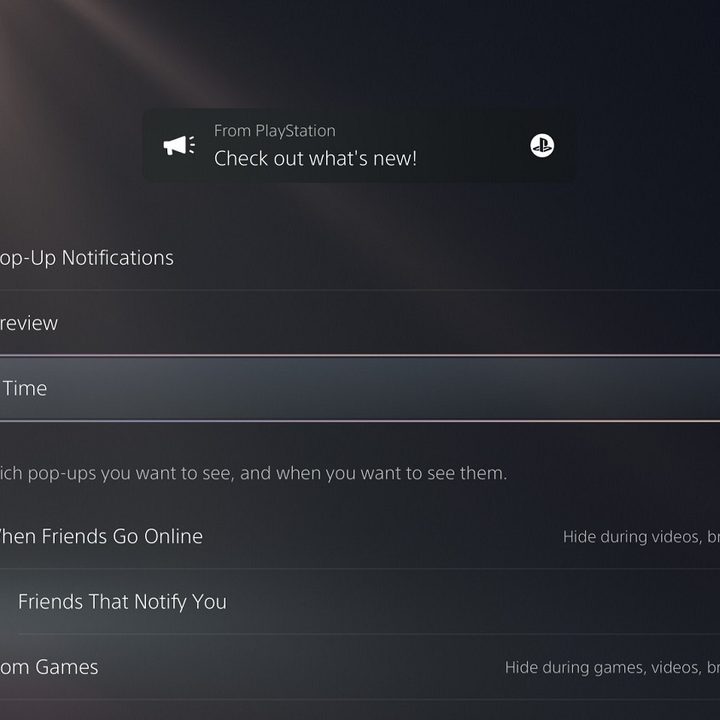 The notifications screen on PS5.