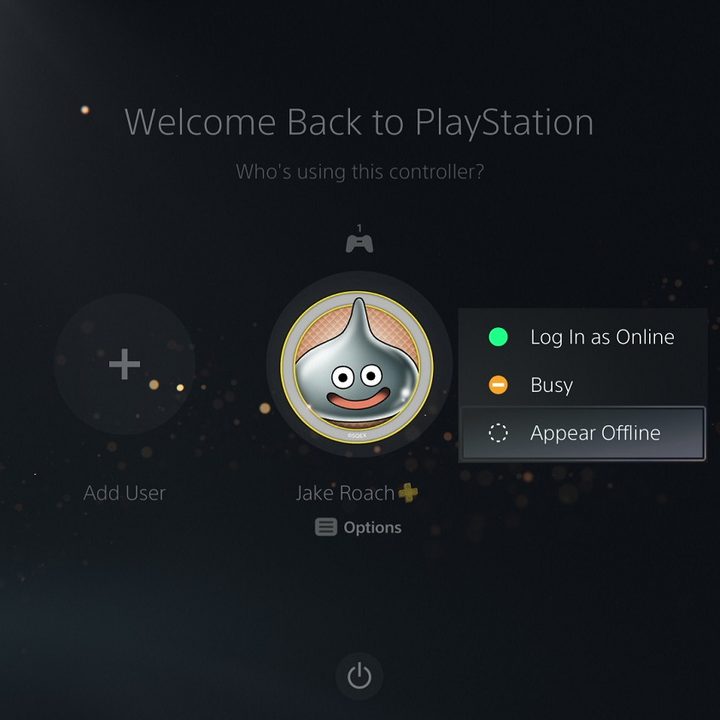Selecting to appear offline on PS5.