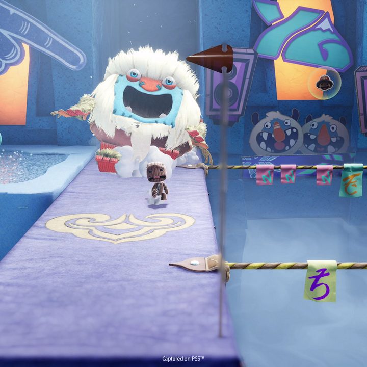 Sackboy facing obstacles in Sackboy: A Big Adventure.