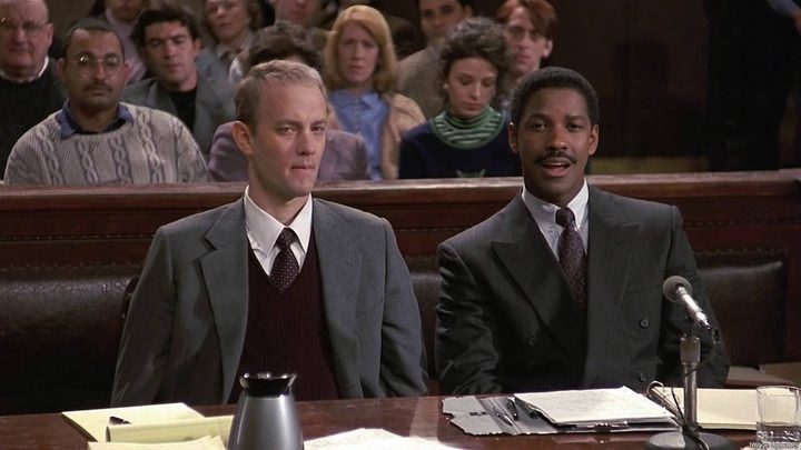 Tom Hanks and Denzel Washington in "Philadelphia."