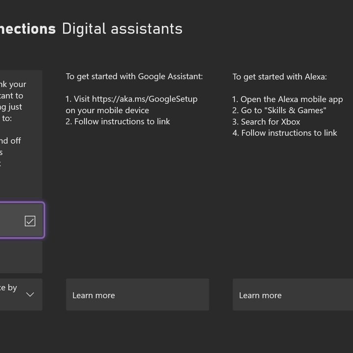 The digital assistant settings on xbox series x.