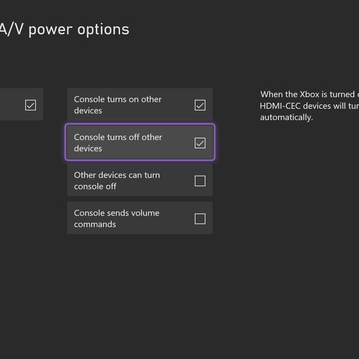 HDMI-CEC options on Xbox Series X