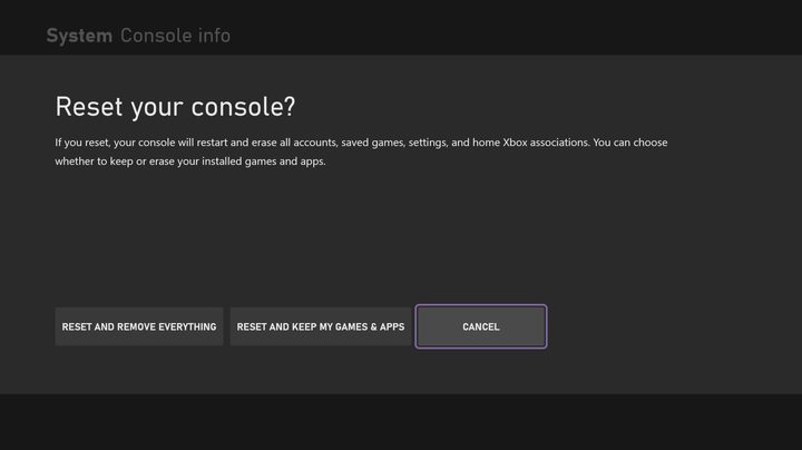 xbox series x reset settings
