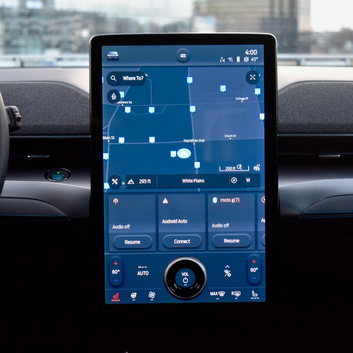 Infotainment panel in a 2021 Ford Mustang Mach E