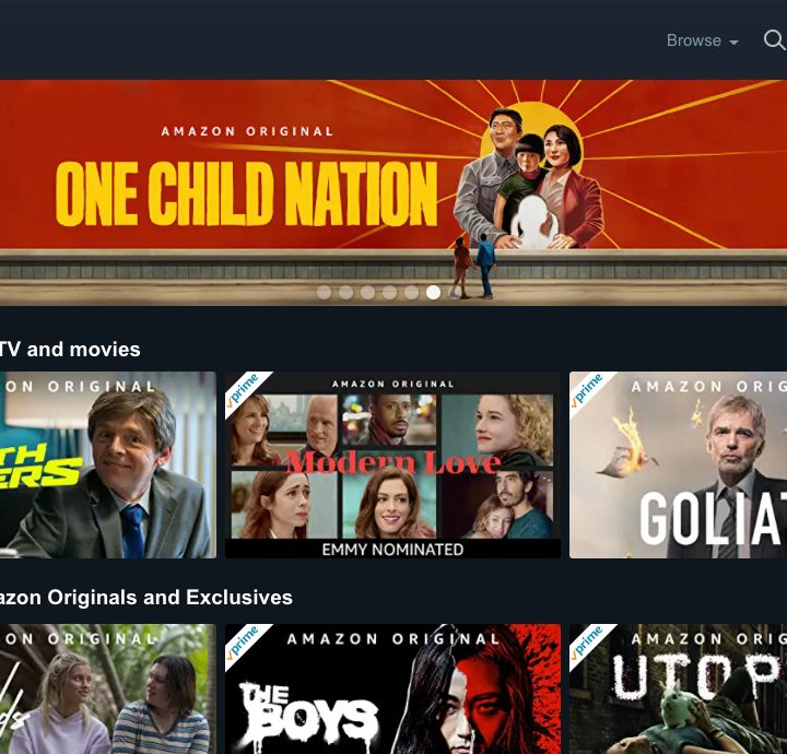 Amazon Prime Video Interface.