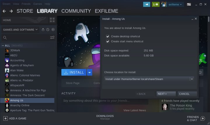 Among Us Linux Steam Chromebook