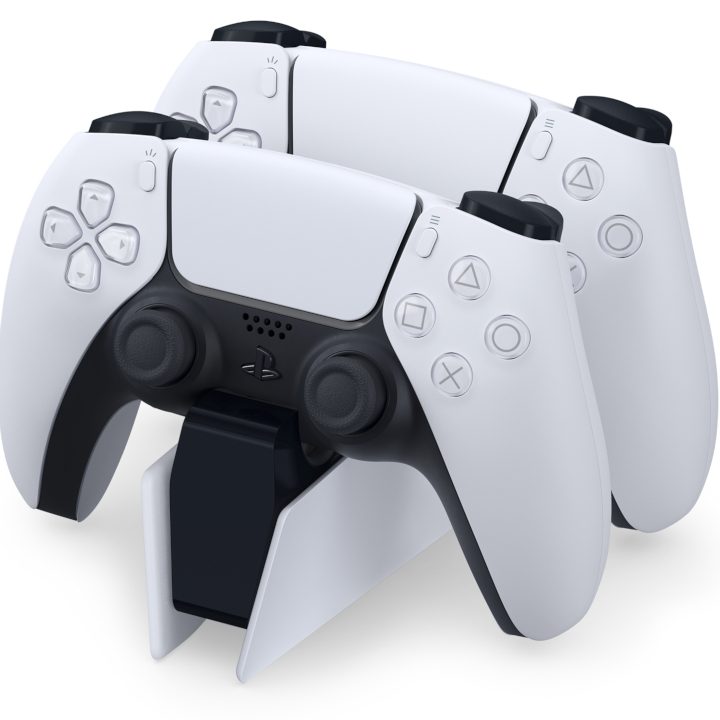 The official charging station for the PlayStation 5's DualSense controllers.