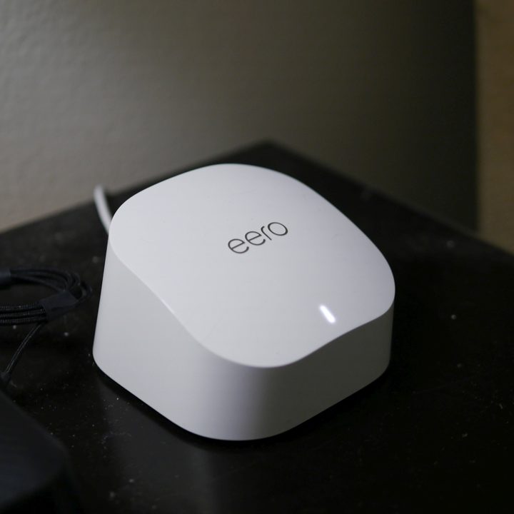 Eero 6 Wi-Fi Mesh Router on a table.
