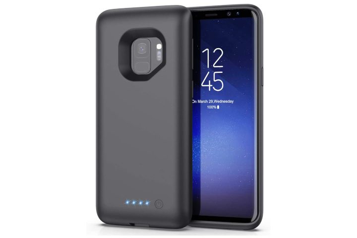 TRS 6,000mAh Battery Case on the Galaxy S9, showing the front and rear.