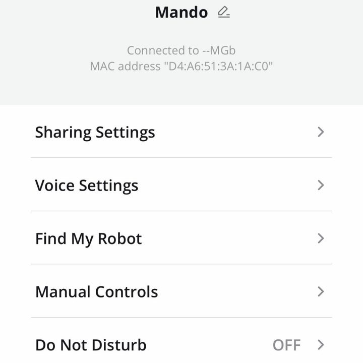Screenshot of Eufy App