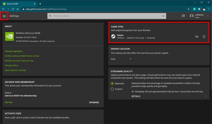 GeForce Now Steam Sync