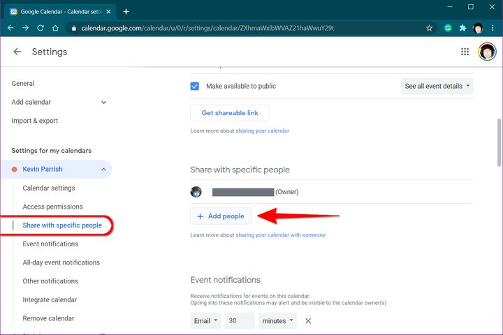 Google Calendar Select Specific People