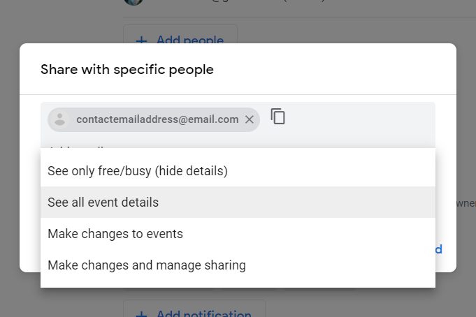 Google Calendar Share with Specific People