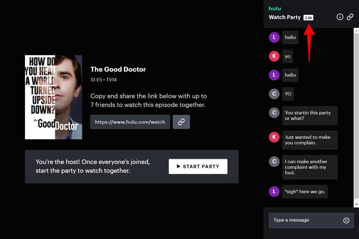 Hulu Watch Party Session Indicator