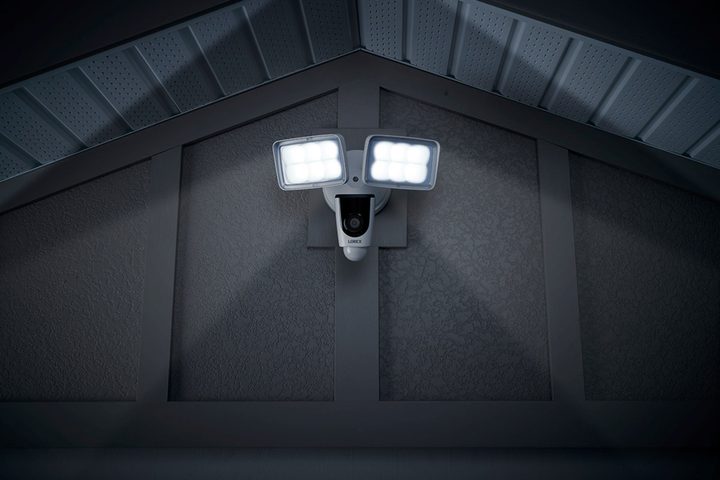 Lorex 1080p Wi-Fi Floodlight Camera at night