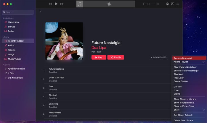 MacOS Remove Downloaded Music