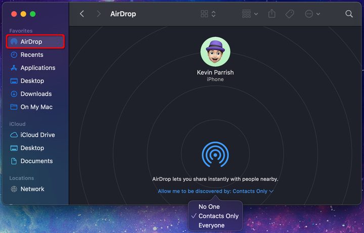 MacOS Select AirDrop Mode