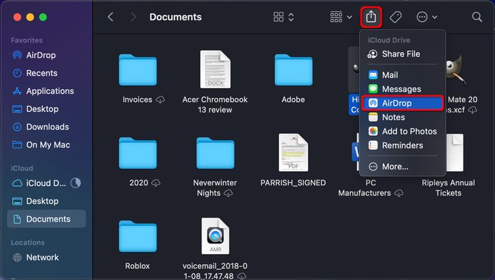 MacOS Select AirDrop