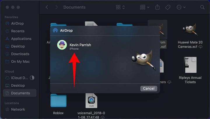 MacOS Select Receiving iPhone