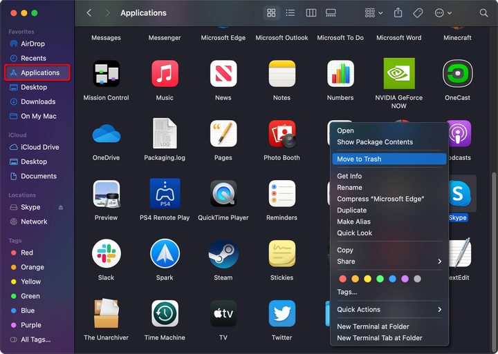 MacOS Send Skype to Trash