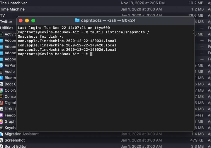 MacOS Terminal Delete Time Machine