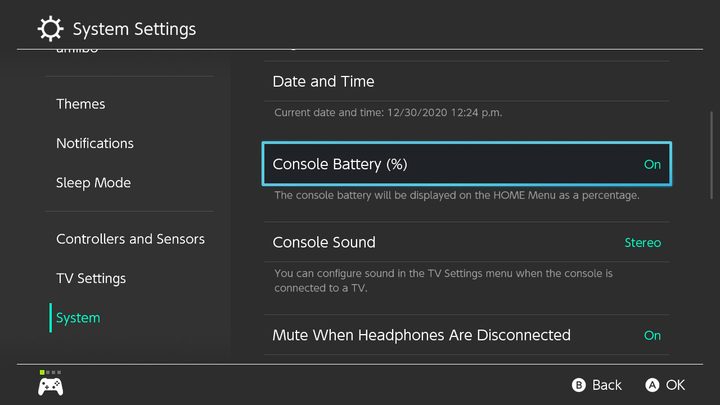 Nintendo Switch Battery Level
