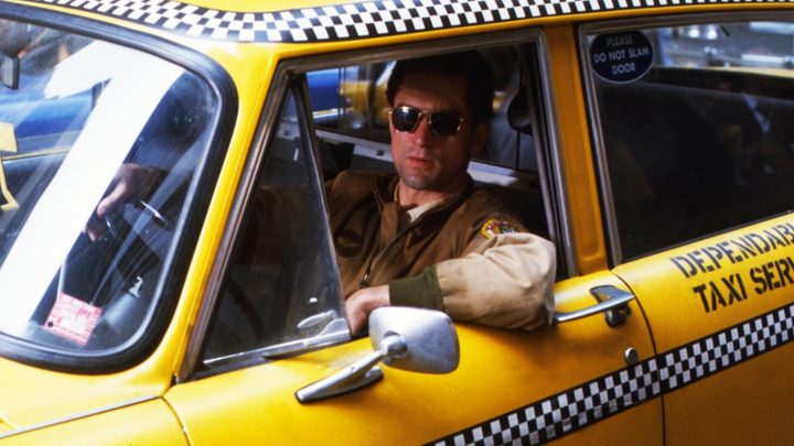 Robert De Niro in a cab Taxi Driver.