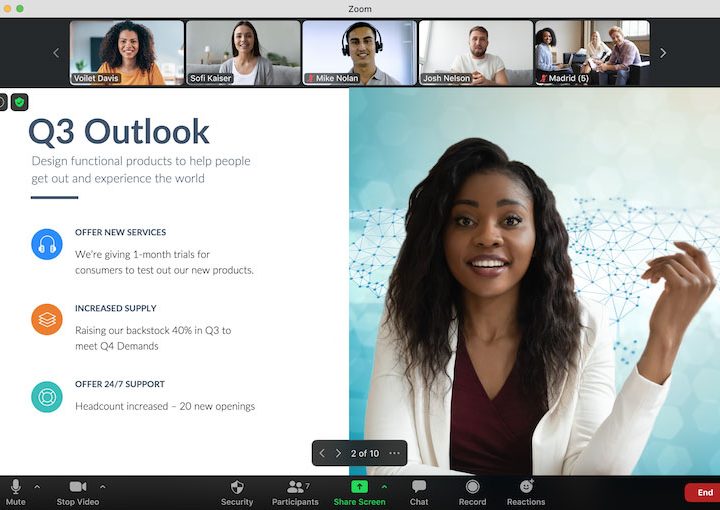 Zoom desktop app screenshot showing a meeting in progress on a MacOS device.