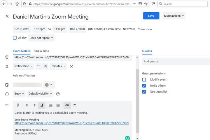Zoom meeting schedule