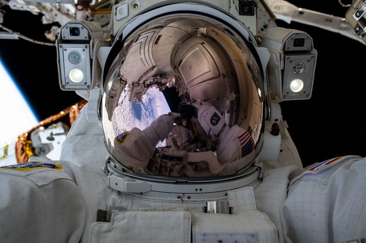 NASA astronaut and Expedition 63 Commander Chris Cassidy took this epic "space-selfie" during a spacewalk this at the International Space Station on July 21, 2020.