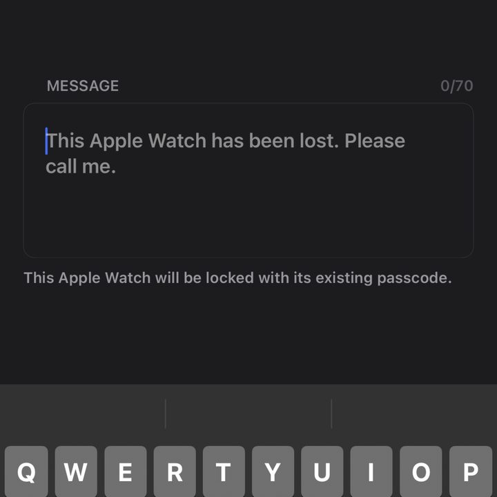 Apple Watch Enter Lost Mode Message