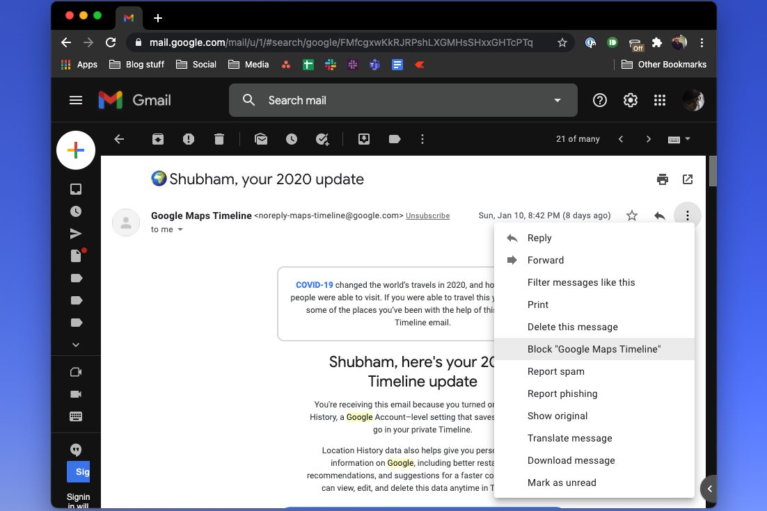 Block email senders on Gmail