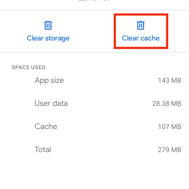 Clear cache